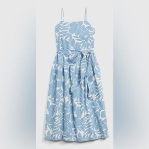 Chambray Floral Print Gap Midi Dress w Pockets